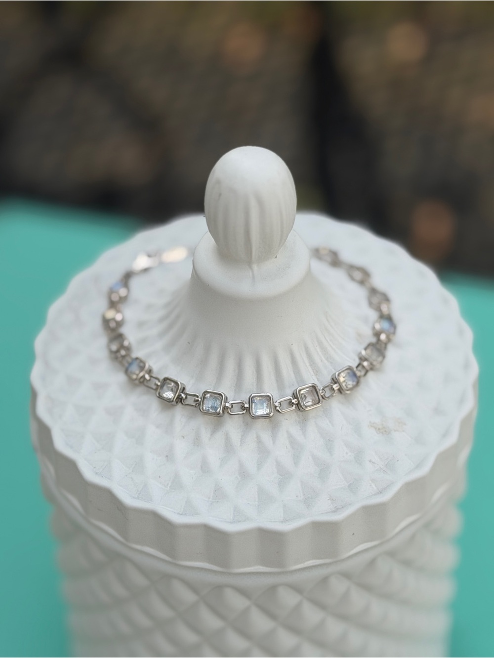 Silver Square Moonstone Tennis Bracelet s925 Sterling silver